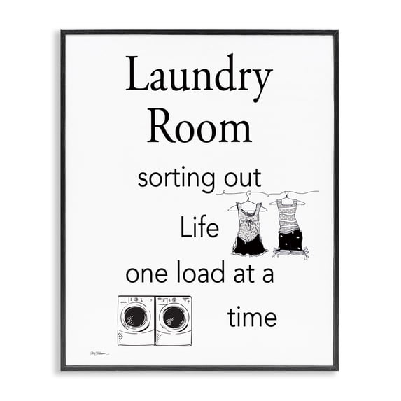 Stupell Industries Eclectic Funny Minimal Laundry Phrase Black Framed Giclee Art, 11 x 14, by Carol Robinson