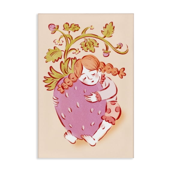 Stupell Industries Eclectic Girl Hugging Strawberry Canvas Art, 24 x 36, by Hannah Moren