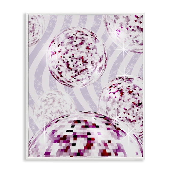 Stupell Industries Eclectic Glam Disco on Stripes White Framed Giclee Art, 11 x 14, by Ziwei Li