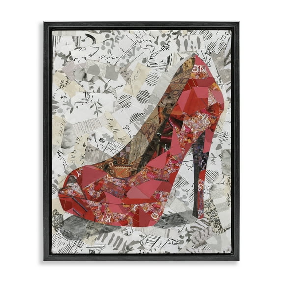 Stupell Industries Eclectic Glam Heel Fashion Painting Black Floater Framed Canvas Art Print Wall Art, 17 x 21