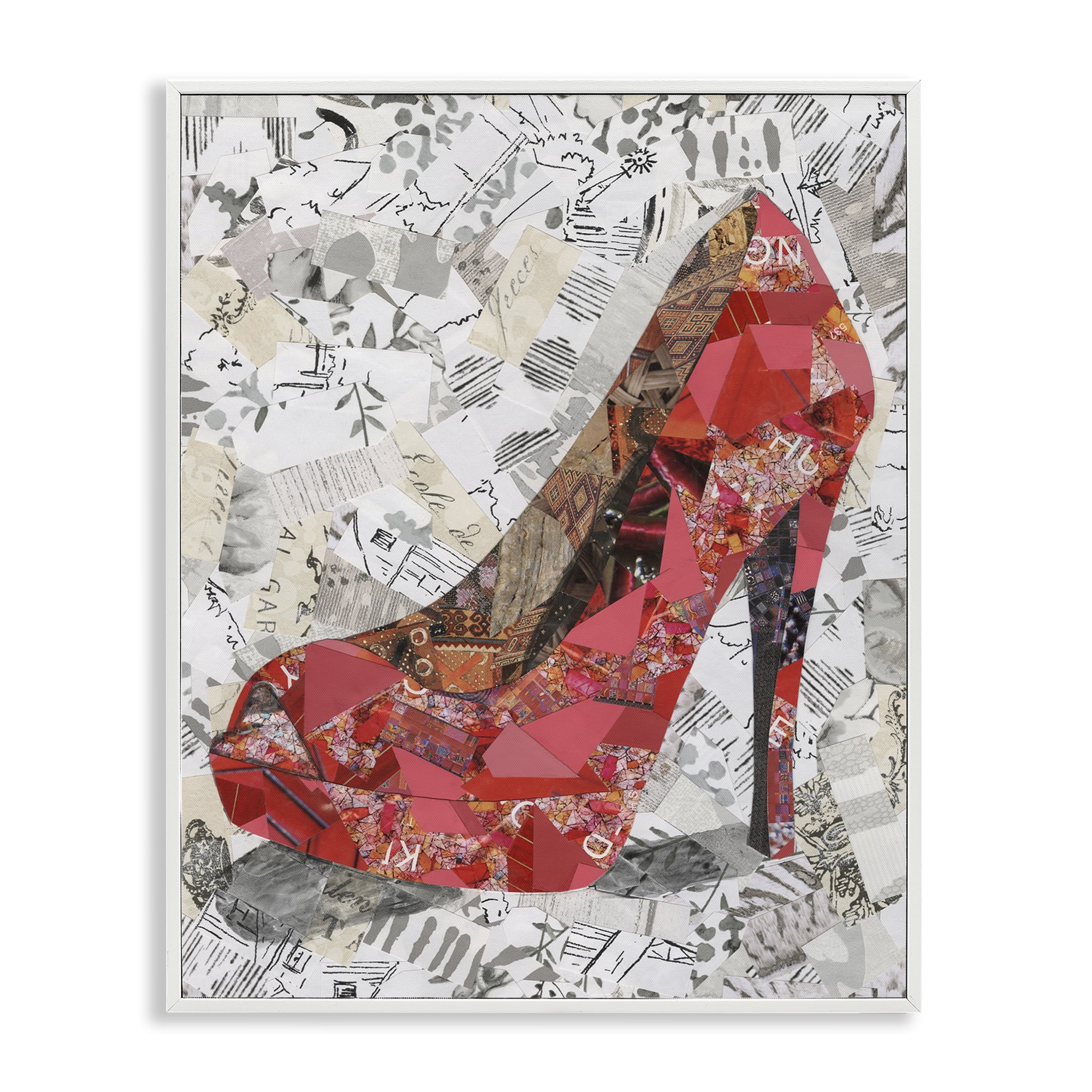 Stupell Industries Eclectic Glam Heel Fashion Painting White Framed Art Print Wall Art, 24 x 30