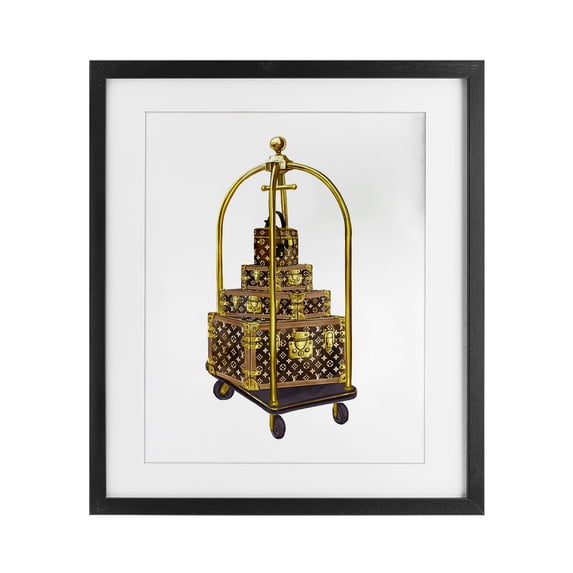 Stupell Industries Eclectic Glam Hotel Luggage Black Framed Print Under Glass, 13 x 16, by Ziwei Li