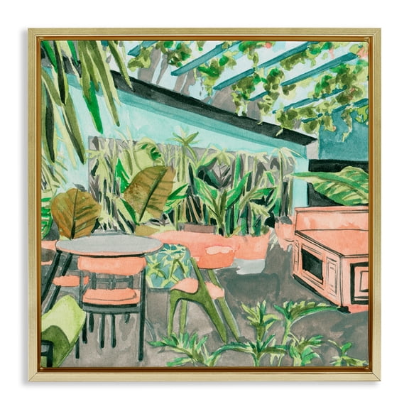 Stupell Industries Eclectic Greenhouse Plants Café Gold Floating Frame Canvas Art, 18 x 18, by Melissa Wang