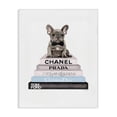 thumbnail image 1 of Stupell Industries Eclectic Grey Blue and Black Fashion Bookstack with Grey Frenchie Puppy Canvas Art, 16 x 20, by Amanda Greenwood, 1 of 7