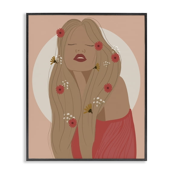 Stupell Industries Eclectic Hippie Boho Girl Black Framed Giclee Art, 16 x 20, by Chen Alyesh