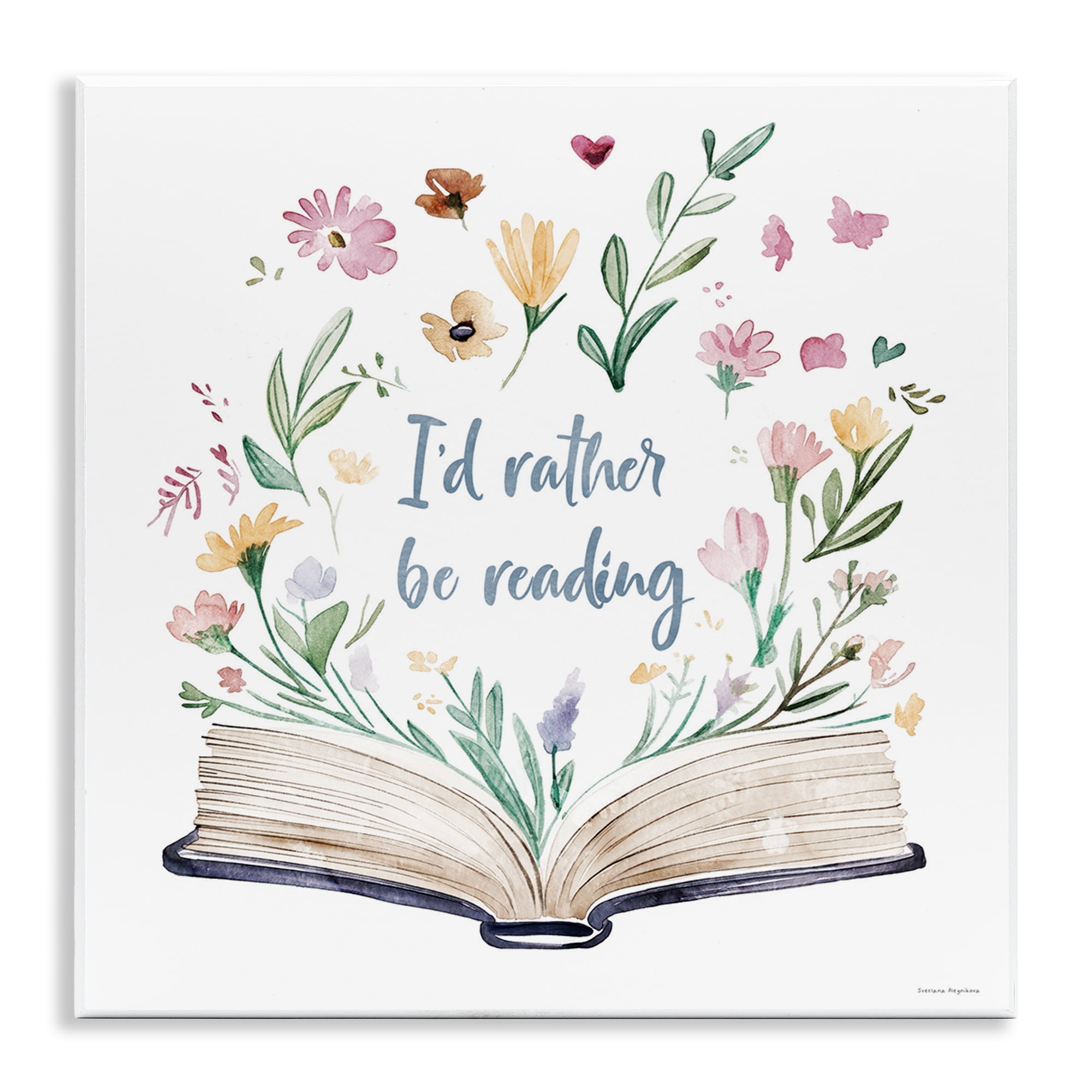 Stupell Industries Eclectic I'd Rather Be Reading with Blooms Wall ...