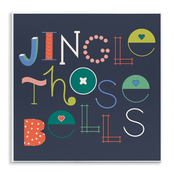 Stupell Industries Eclectic Jingle Bells Phrase Quotes and Sayings Painting Unframed Art Print Wall Art, 12 x 12