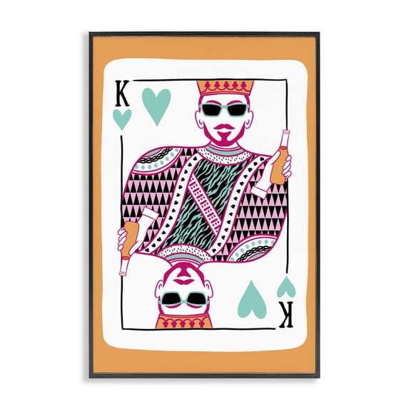 Stupell Industries Eclectic King of Hearts & Drink Black Framed Giclee Art, 12 x 18, by JJ Design House LLC