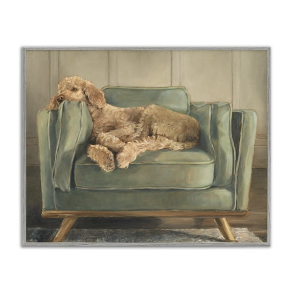 Stupell Industries Eclectic Labradoodle Lounging on Sofa Gray Framed Giclee Art, 30 x 24, by Ethan Harper