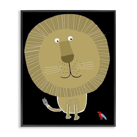 Stupell Industries Eclectic Lion and Bird Friends Black Framed Giclee Art, 24 x 30, by Carla Daly