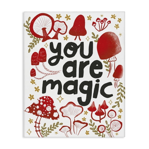 Stupell Industries Eclectic Magic Phrase with Mushrooms Canvas Art, 16 x 20, by Glad You're Here Co.