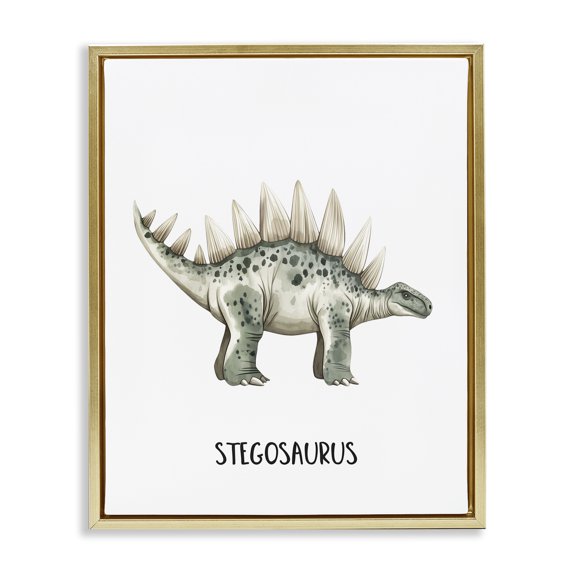 Stupell Industries Eclectic Meet The Stegosaurus Gold Floating Frame Canvas Art, 25 x 31, by Christine Simpson Art