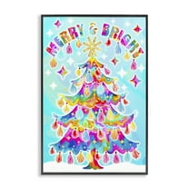 Stupell Industries Eclectic Merry & Bright Holiday Painting Black Framed Art Prints Wall Art, 12 x 18