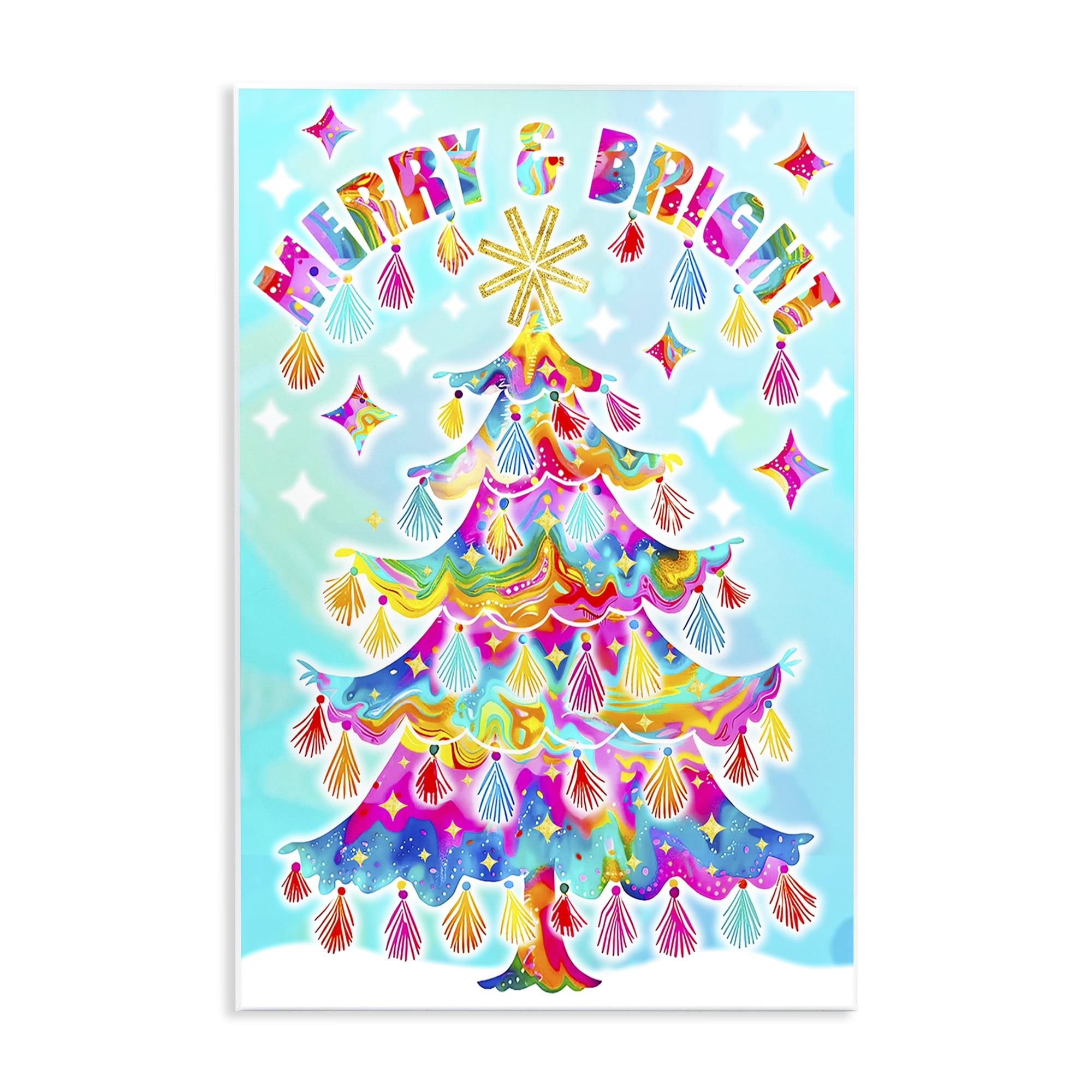 Stupell Industries Eclectic Merry & Bright Holiday Painting Unframed Art Prints Wall Art, 13 x 19