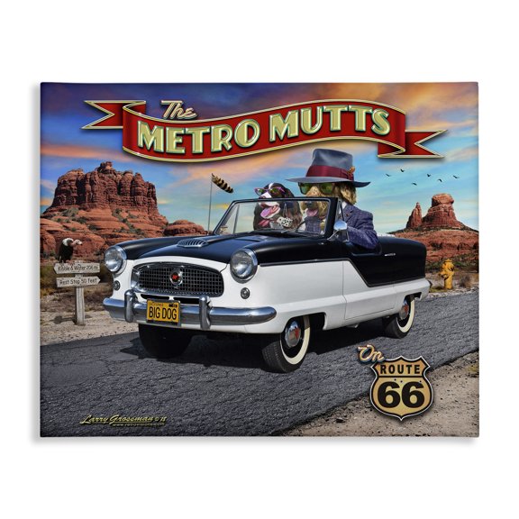 Stupell Industries Eclectic Metro Mutts Vintage Car Canvas Art, 20 x 16, by Larry Grossman