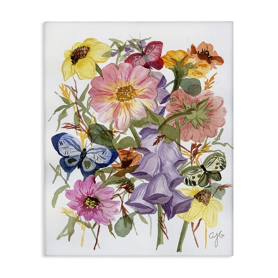 Stupell Industries Eclectic Mixed Florals & Butterflies Canvas Art, 30 x 40, by Alexandria Gilbert Kincaid