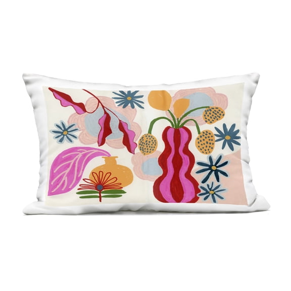 Stupell Industries Eclectic Mod Flower Vases Design by Suzanne Allard Outdoor Printed Pillow