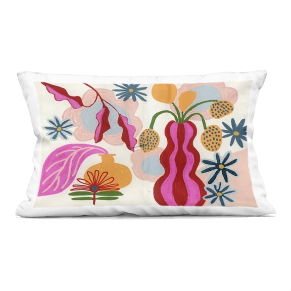 Stupell Industries Eclectic Mod Flower Vases Design by Suzanne Allard Throw Pillow