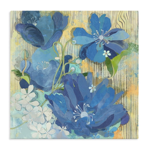 Stupell Industries Eclectic Modern Blue Geraniums Patterned Canvas Art, 17 x 17, by Evelia Designs
