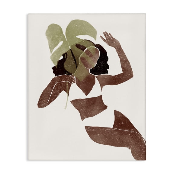 Stupell Industries Eclectic Monstera Leaf Girl Earth Tones Canvas Art, 30 x 40, by Yuyu Pont