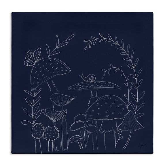 Stupell Industries Eclectic Mushrooms on Blue Canvas Art, 24 x 24, by Lucille Price