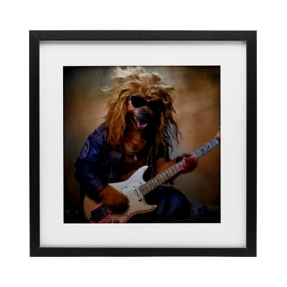 Stupell Industries Eclectic Musician Canine Clark Black Framed Print Under Glass, 16 x 16, by Sean Parnell