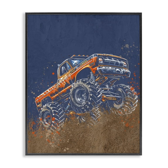 Stupell Industries Eclectic My Jam Monster Truck Black Framed Giclee Art, 11 x 14, by Kim Allen