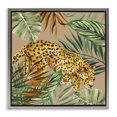 thumbnail image 1 of Stupell Industries Eclectic Palm Leaves Surrounding Leopard Gray Floating Frame Canvas Art, 18 x 18, by Janet Tava, 1 of 7