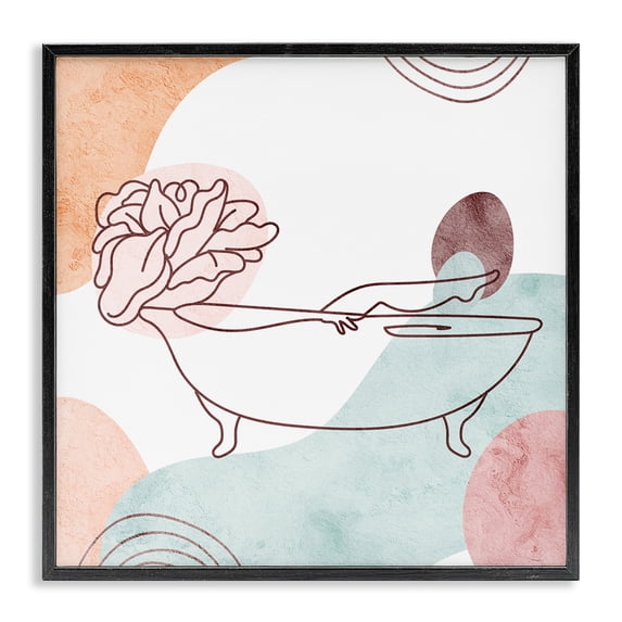 Stupell Industries Eclectic Pastel Geometric Bathtub Flower Black Framed Giclee Art, 24 x 24, by Lil' Rue