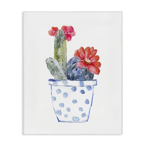Stupell Industries Eclectic Patterned Cactus Planter Canvas Art, 16 x 20, by Sally Swatland