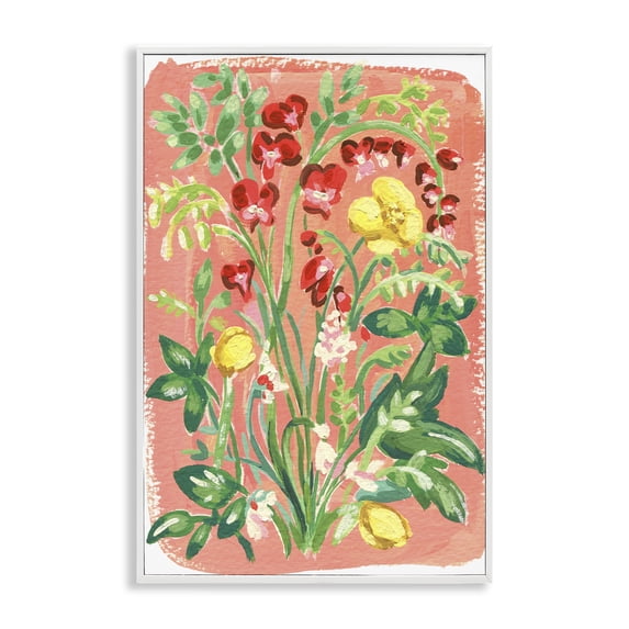 Stupell Industries Eclectic Peachy Flower Arrangement White Framed Giclee Art, 16 x 24, by Hannah Moren