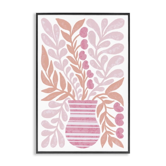 Stupell Industries Eclectic Pink Fronds Vase Black Framed Giclee Art, 12 x 18, by Martina Pavlova