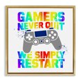 thumbnail image 1 of Stupell Industries Eclectic Rainbow Gamers Never Quit Gold Floating Frame Canvas Art, 25 x 25, by Kim Allen, 1 of 8