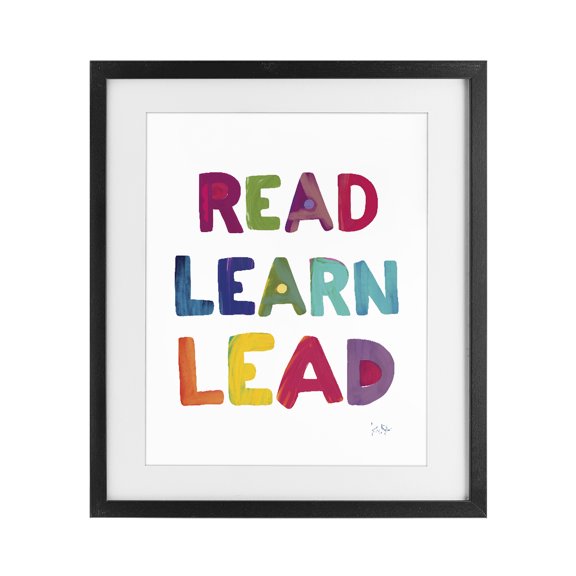 Stupell Industries Eclectic Read Learn Lead Educational Black Framed Print Under Glass, 13 x 16, by Kit Mohr
