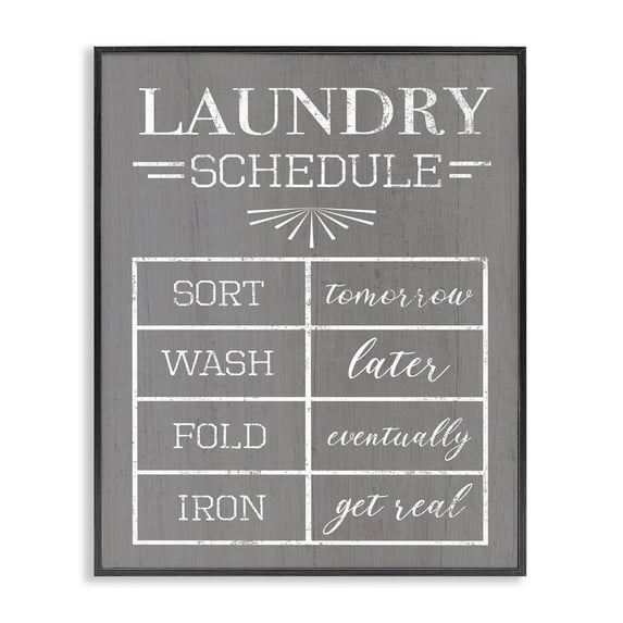 Stupell Industries Eclectic Relaxed Laundry Schedule Grey Black Framed Giclee Art, 11 x 14, by Lil' Rue