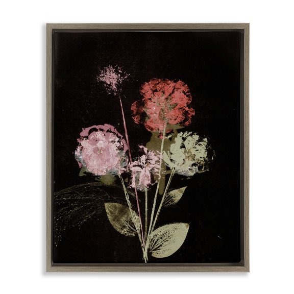 Stupell Industries Eclectic Rustic Roses on Black Brown Floating Frame Canvas Art, 25 x 31, by Pernille Folcarelli