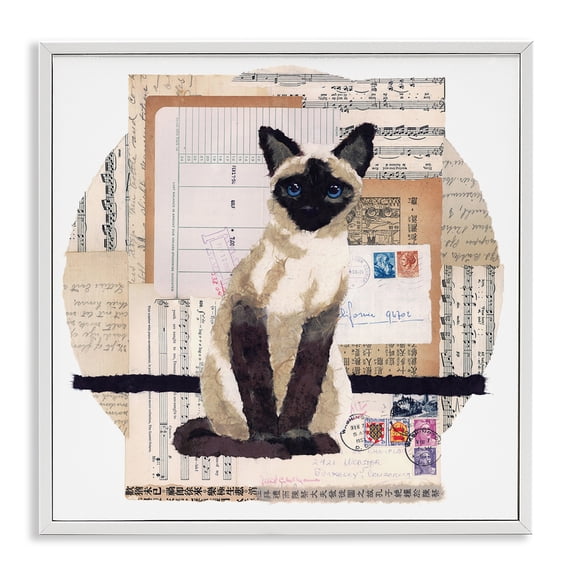 Stupell Industries Eclectic Siamese Cat Collage White Framed Giclee Art, 12 x 12, by Nancy Overton