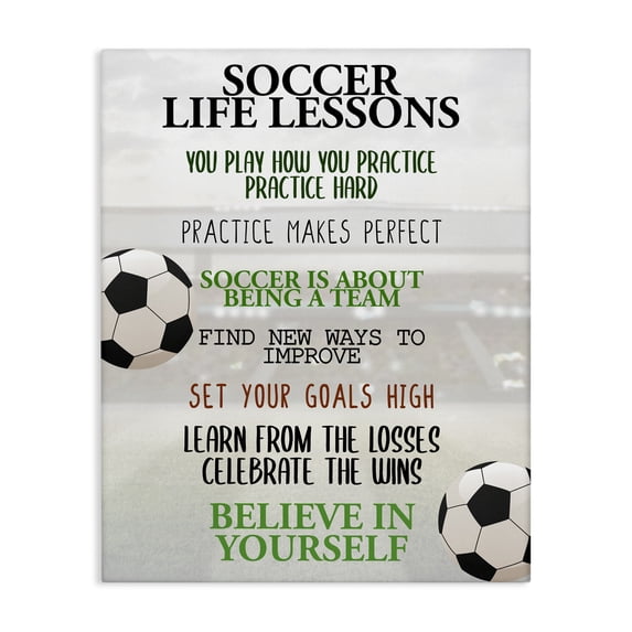 Stupell Industries Eclectic Soccer Life Lessons Canvas Art, 16 x 20, by Kim Allen
