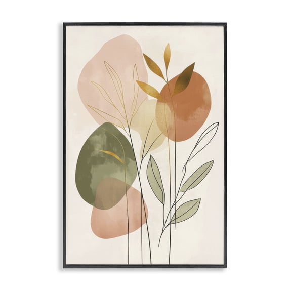 Stupell Industries Eclectic Soft Organic Shape Botanicals Black Framed Giclee Art, 12 x 18, by LSR Design Studio