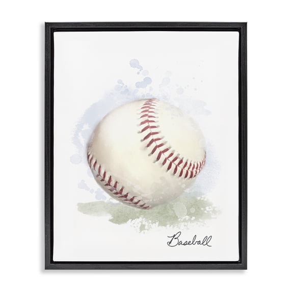 Stupell Industries Eclectic Soft Pastel Baseball Black Floating Frame Canvas Art, 17 x 21, by Matthew Piotrowicz