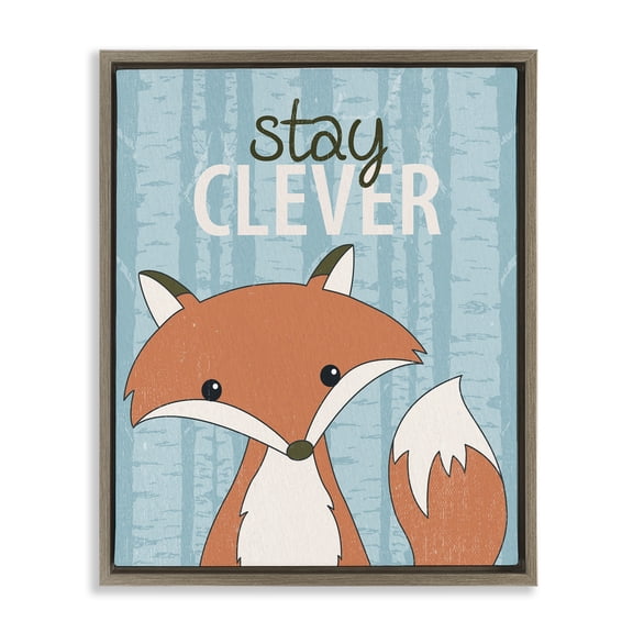 Stupell Industries Eclectic Stay Clever with Fox Brown Floating Frame Canvas Art, 25 x 31, by Kim Allen