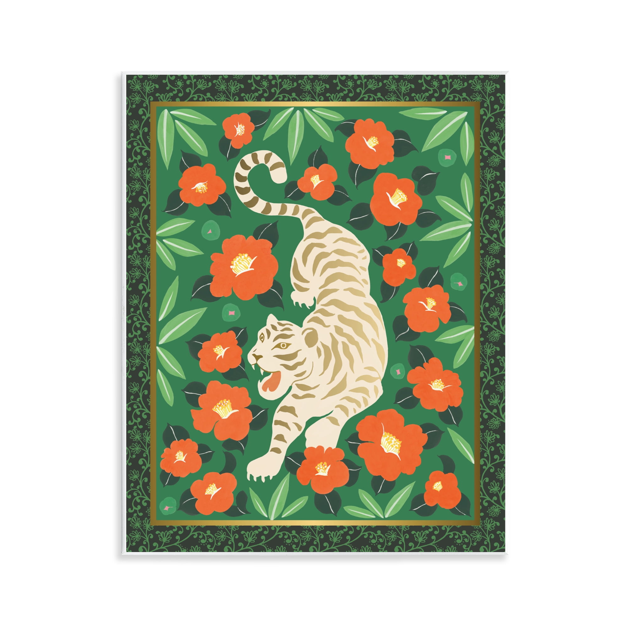 Stupell Industries Eclectic Tiger & Hibiscus Wall Plaque Art, design by Karolina Sato