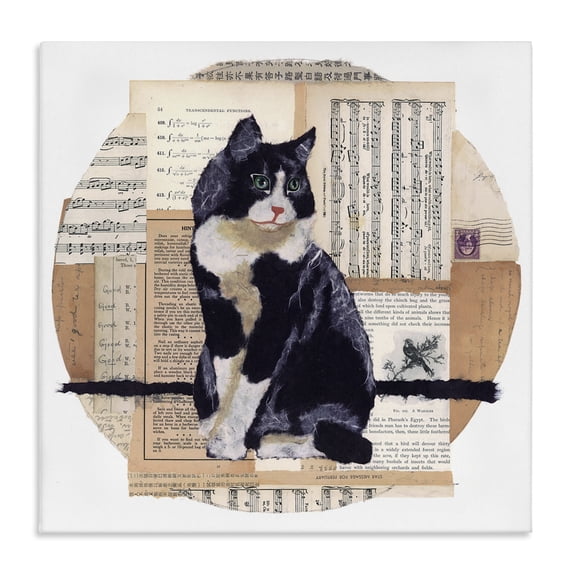 Stupell Industries Eclectic Tuxedo Cat Collage Canvas Art, 30 x 30, by Nancy Overton
