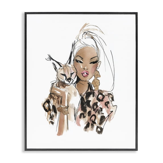Stupell Industries Eclectic Venus In Leopard Pattern Black Framed Giclee Art, 24 x 30, by Svetlana Aleynikova