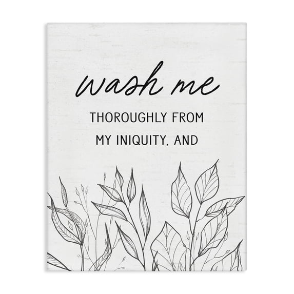 Stupell Industries Eclectic Wash Me Thoroughly Scripture Canvas Art, 16 x 20, by Lettered and Lined