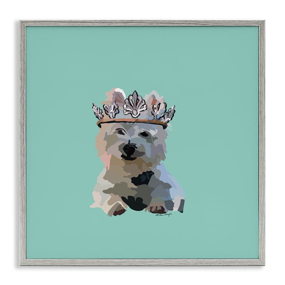 Stupell Industries Eclectic Westie Terrier with Crown Gray Framed Giclee Art, 12 x 12, by Amelia Noyes