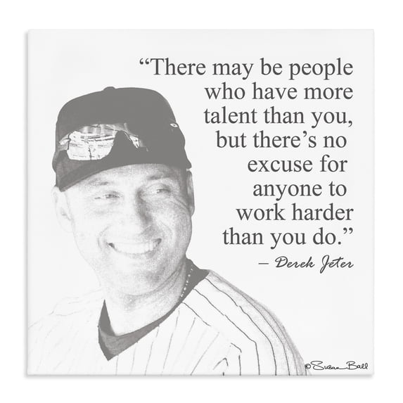 Stupell Industries Eclectic Work Hard Derek Jeter Quote Canvas Art, 24 x 24, by Penny Lane Publishing