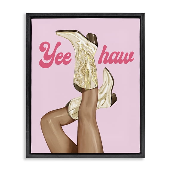 Stupell Industries Eclectic Yeehaw Cowgirl Boots Black Floating Frame Canvas Art, 17 x 21, by Ziwei Li