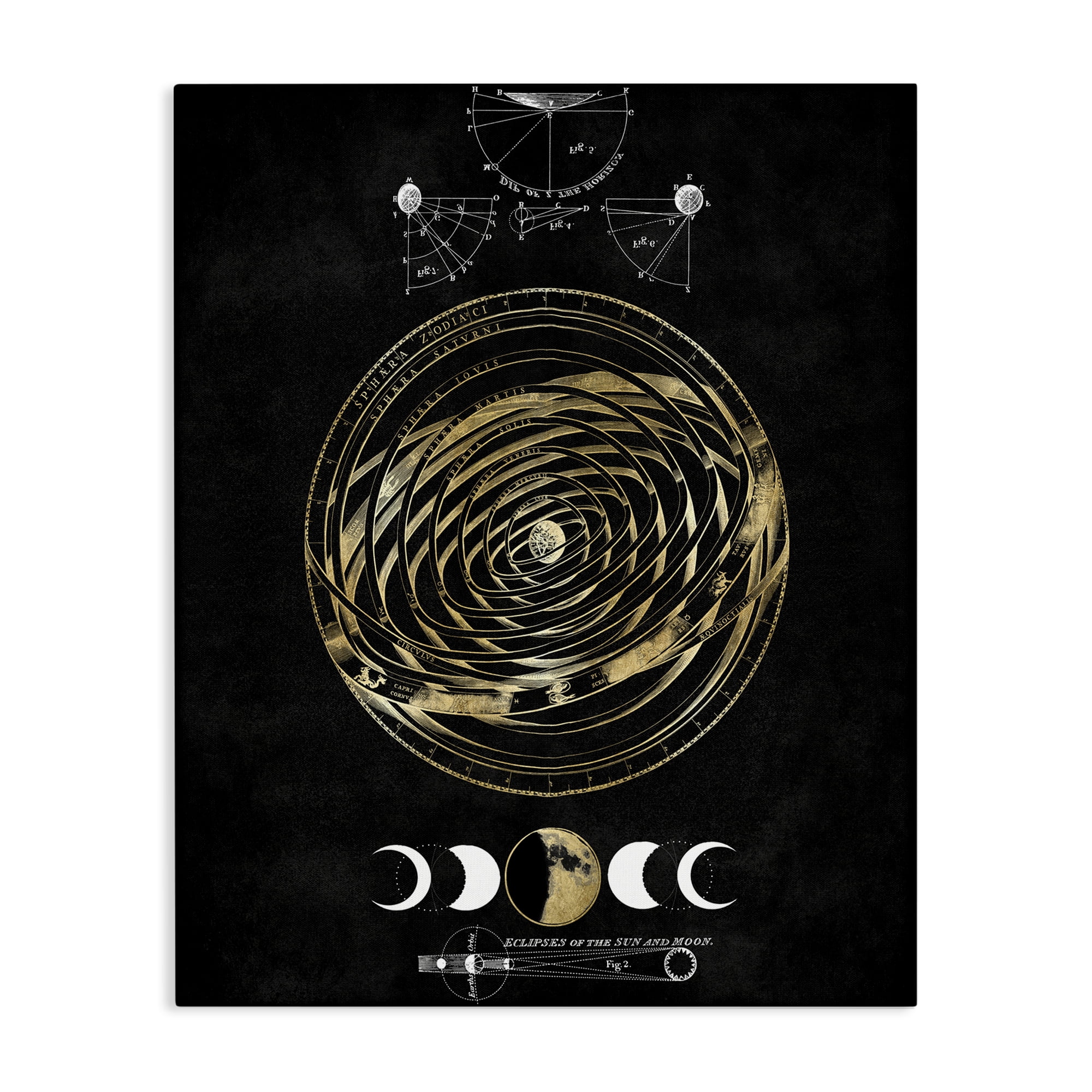 Stupell Industries Eclipses of Sun & Moon Astrology & Stars Painting Wrapped Canvas Art Print Wall Art, 16 x 20