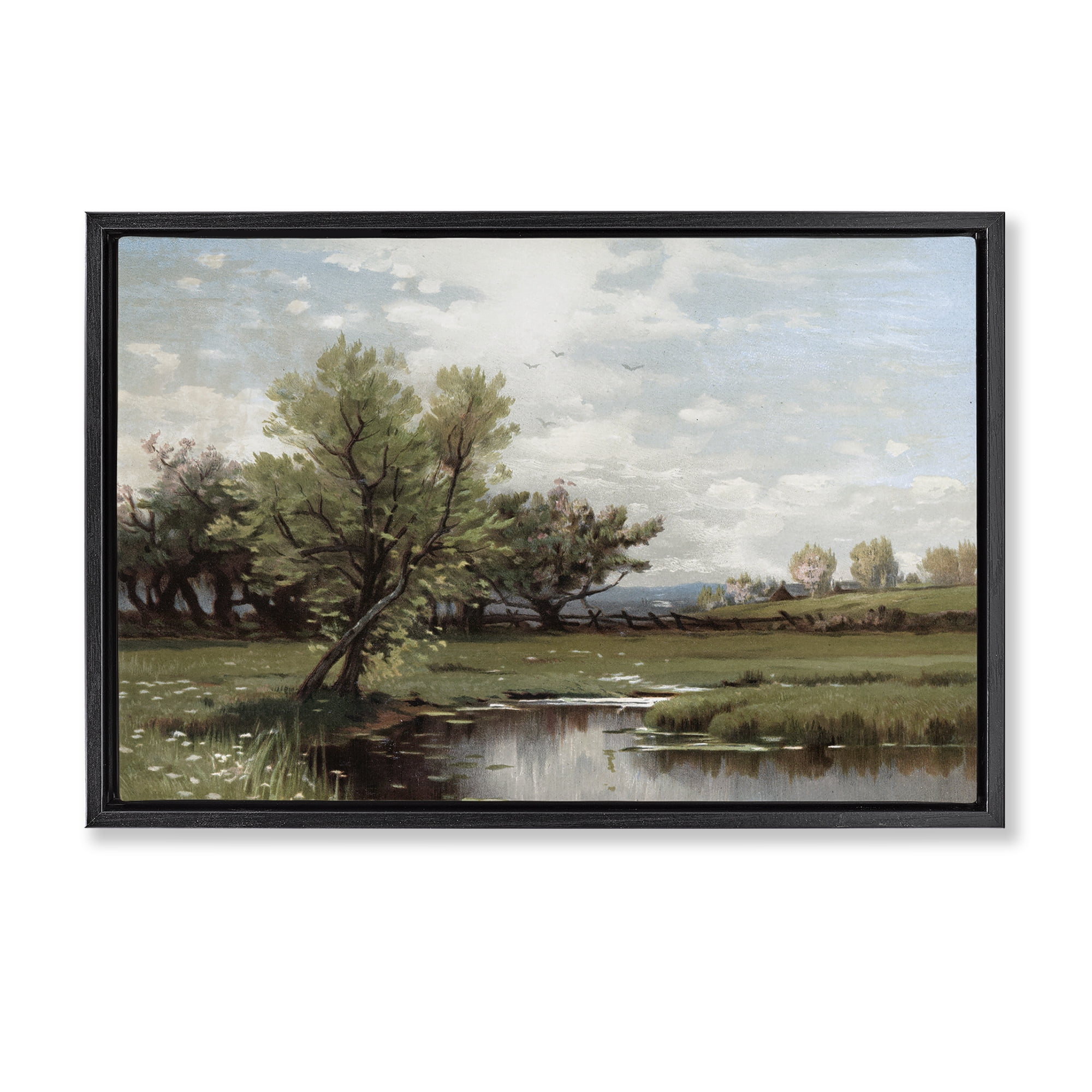 Stupell Industries Ecstatic Spring Landscape Black Framed Floater Canvas Wall Art, design by Lula Bijoux & co.